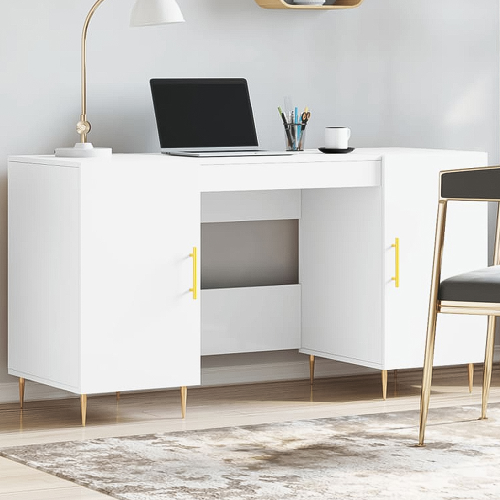 vidaXL 2 Door Computer Desk White Image 1