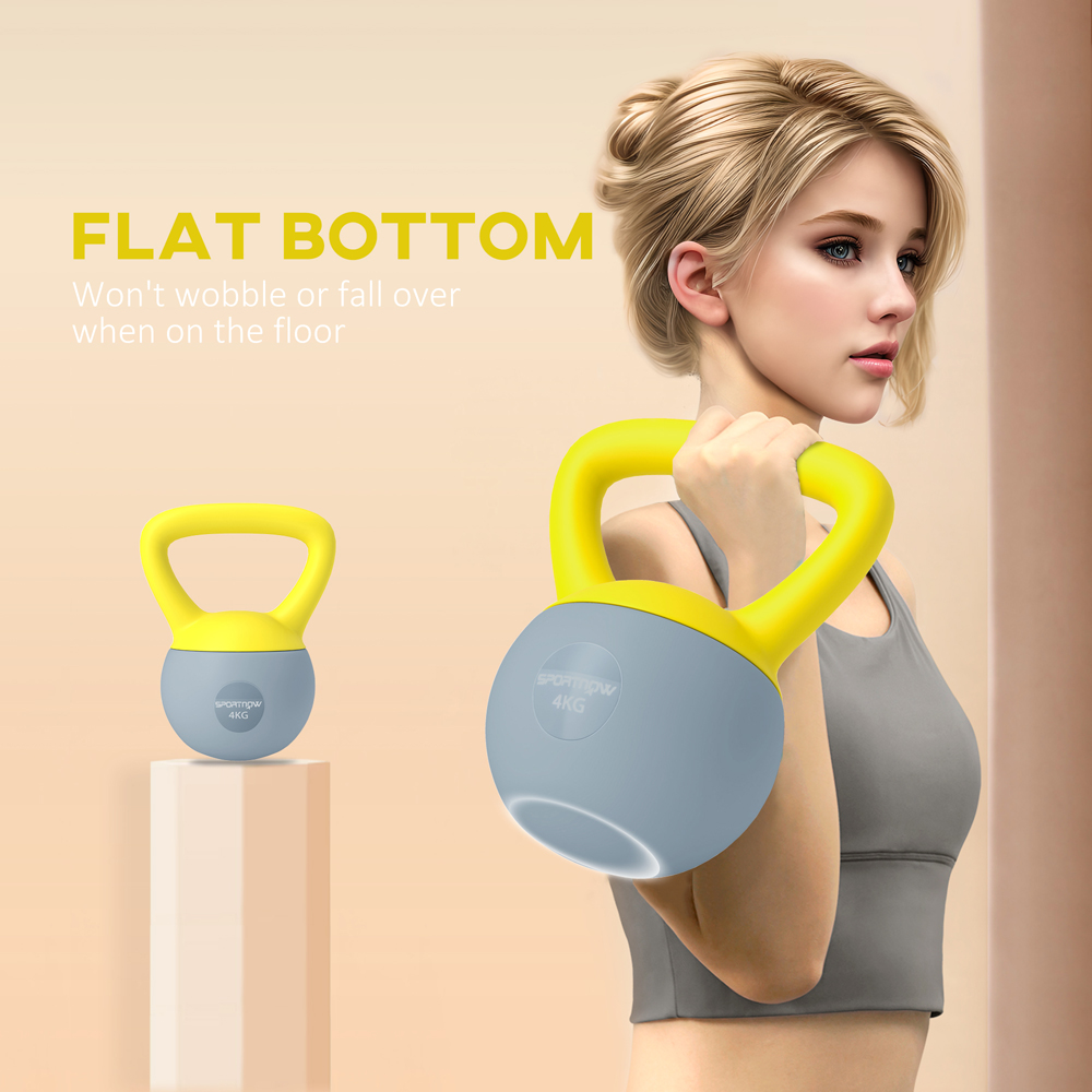 SPORTNOW Yellow and Grey Kettlebell 4kg Image 8