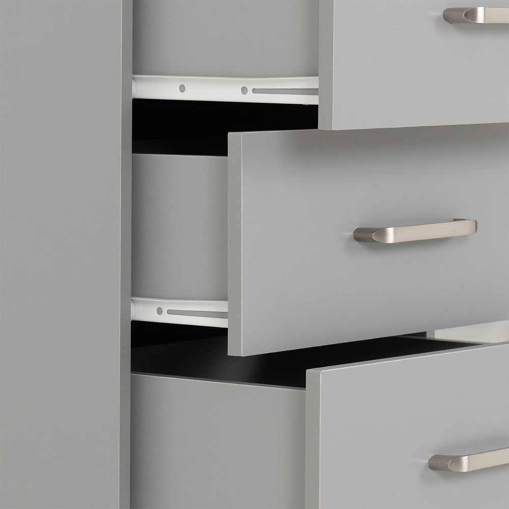 Seconique Dakota 3 Drawer Light Grey Bedside Table Image 7