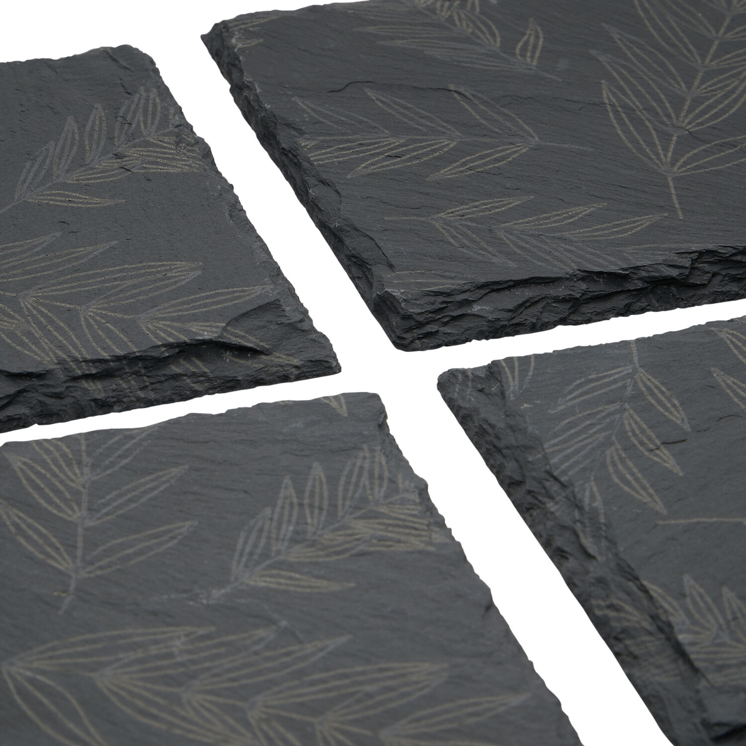 Set of 4 Botanical Slate Coasters - Black Image 7