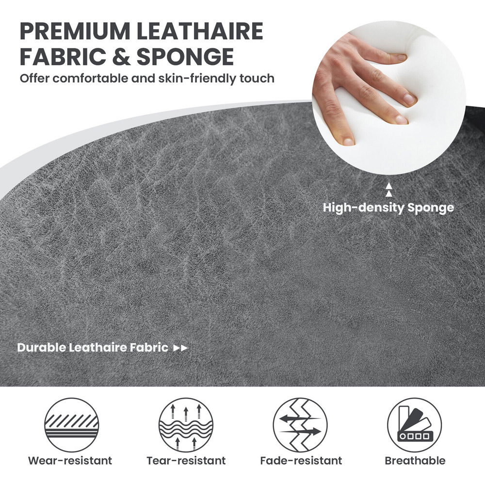 Costway Grey Swivel Accent Chair with Solid Wood Legs Set of 2 Image 5