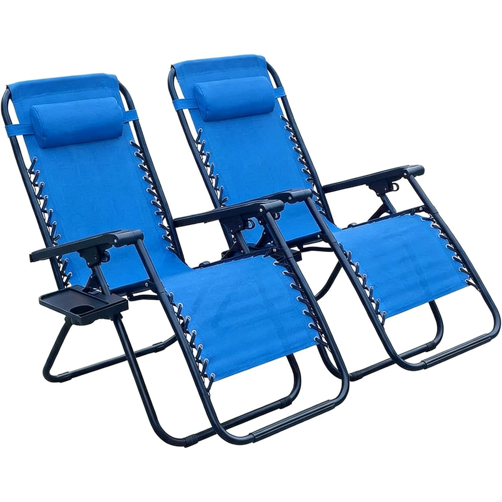 Alivio 2 Pack Sky Blue Zero Gravity Reclining Sun Loungers Image 3