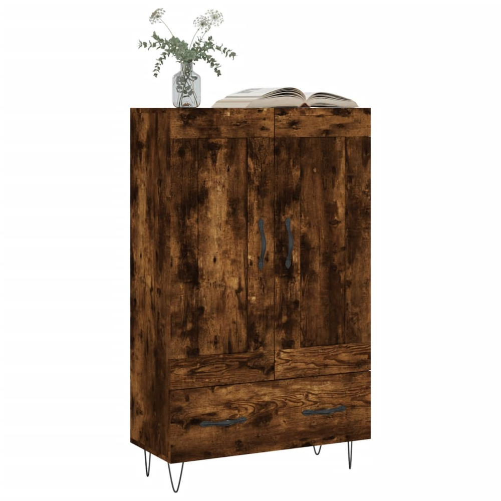 vidaXL 2 Door Single Drawer Smoked Oak Highboard Image 3