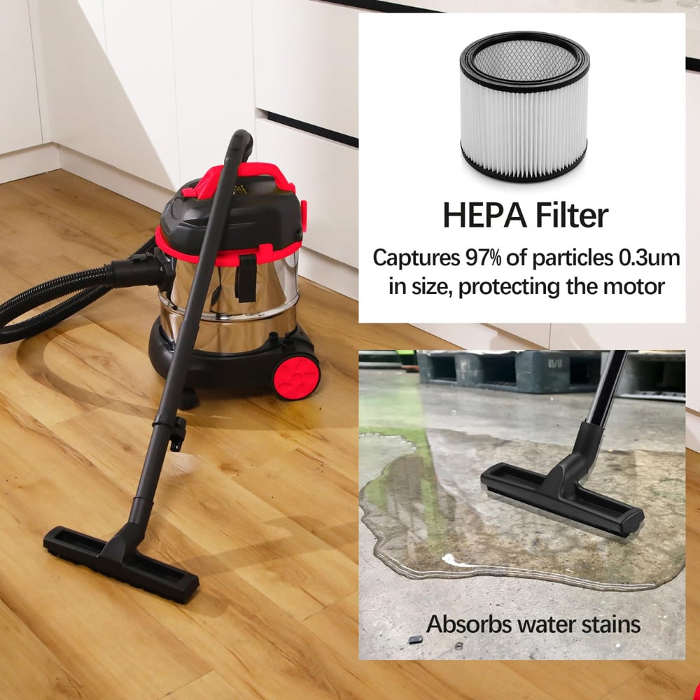 Alivio Red Wet and Dry Vacuum Cleaner with HEPA Filter 20L 1200W Image 6