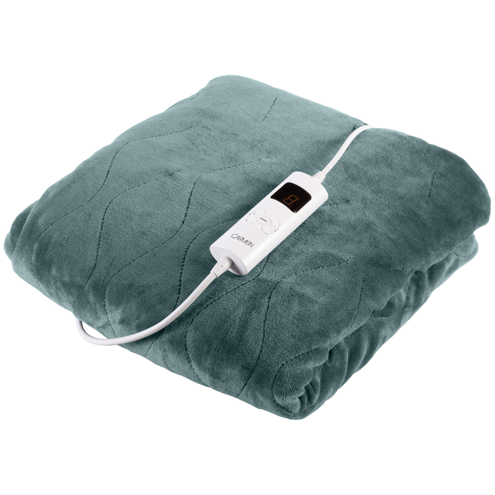 Carmen Green Fleece Electric Heated Throw Over Blanket 160 x 130cm Image 1