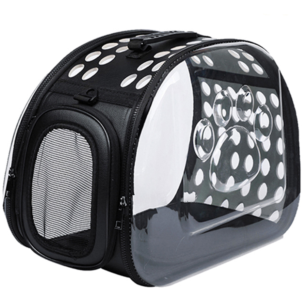 H&O Direct Transparent Black Pet Carrier with Adjustable Shoulder Strap Image 1