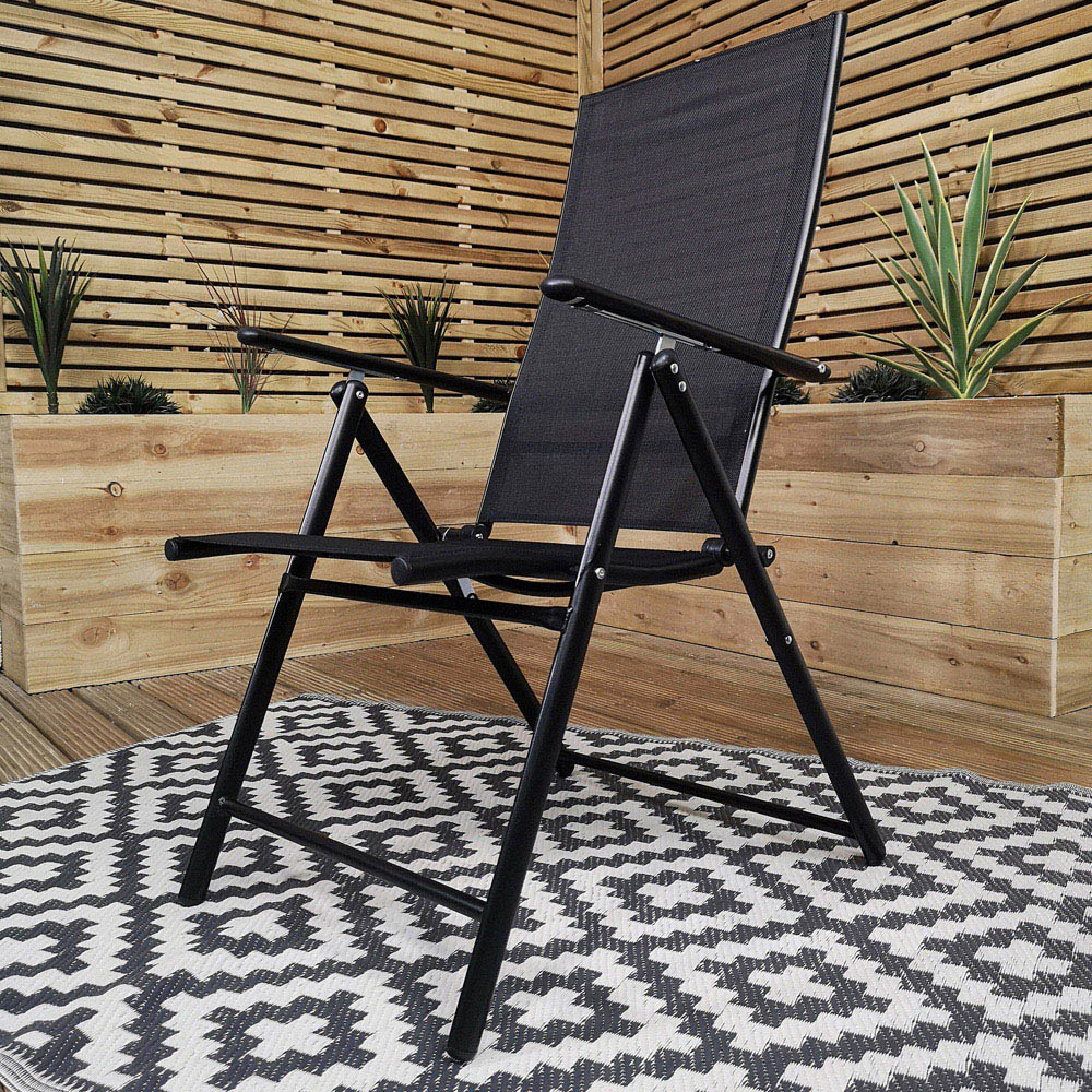 Samuel Alexander 4 Seater Round Outdoor Recliner Dining Set Black Image 6