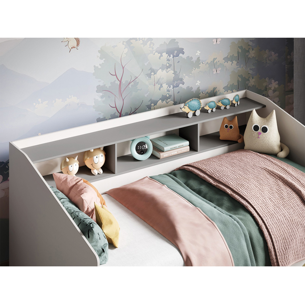 Flair Leni White and Grey 2 Drawer 3 Shelves Day Bed Image 2