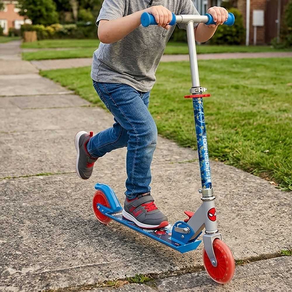 Mondo Kids Marvel Spider-Man 2 Wheel Foldable Scooter with Adjustable Handlebar Image 2