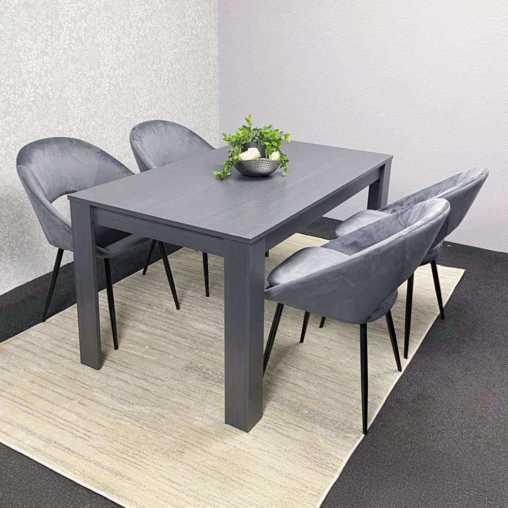 Kosy Koala Arrow Bex 4 Seater Dining Set Dark Grey and Grey Velvet Image 1