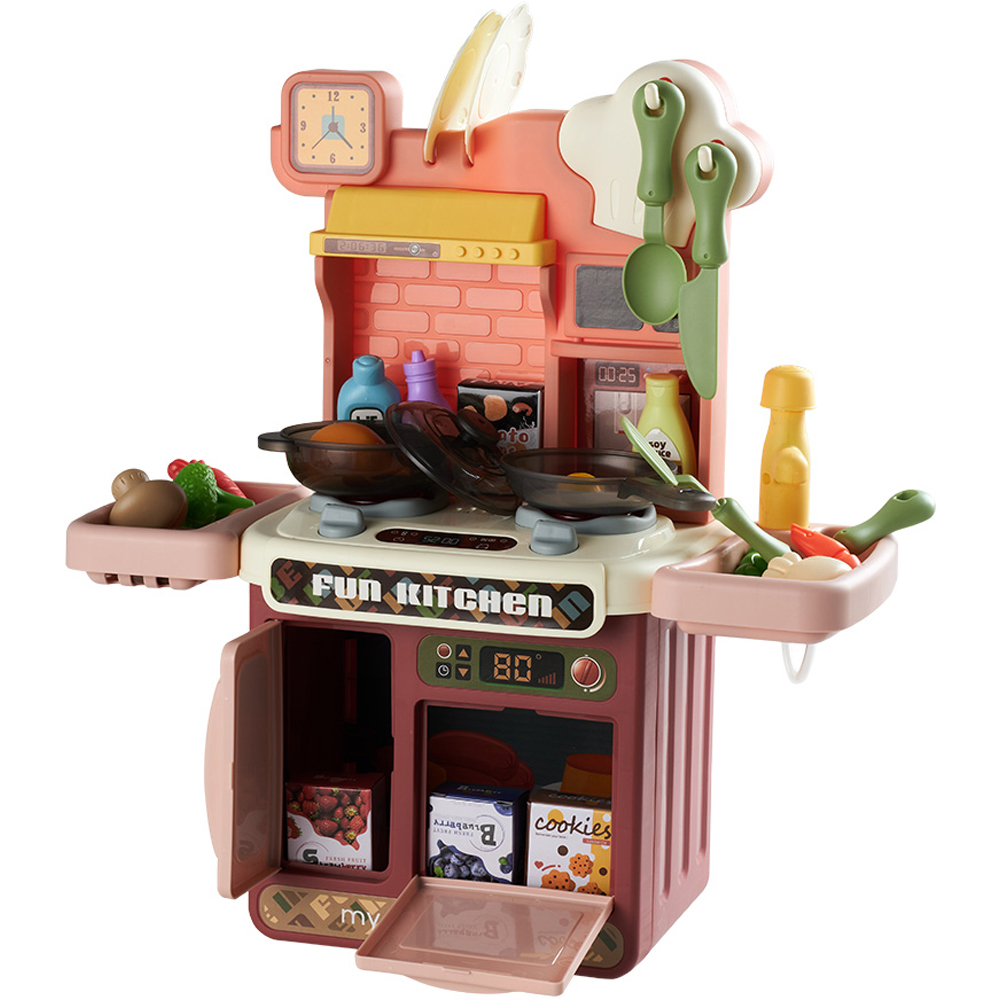Tommy Toys Kids Red Kitchen Play Set with Music and Light Image 1