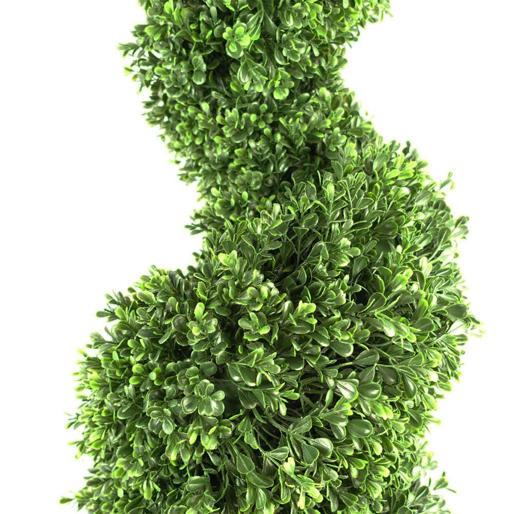 Leaf Boxwood Spiral Artificial Tree in Pot 4.1ft 2 Pack Image 3
