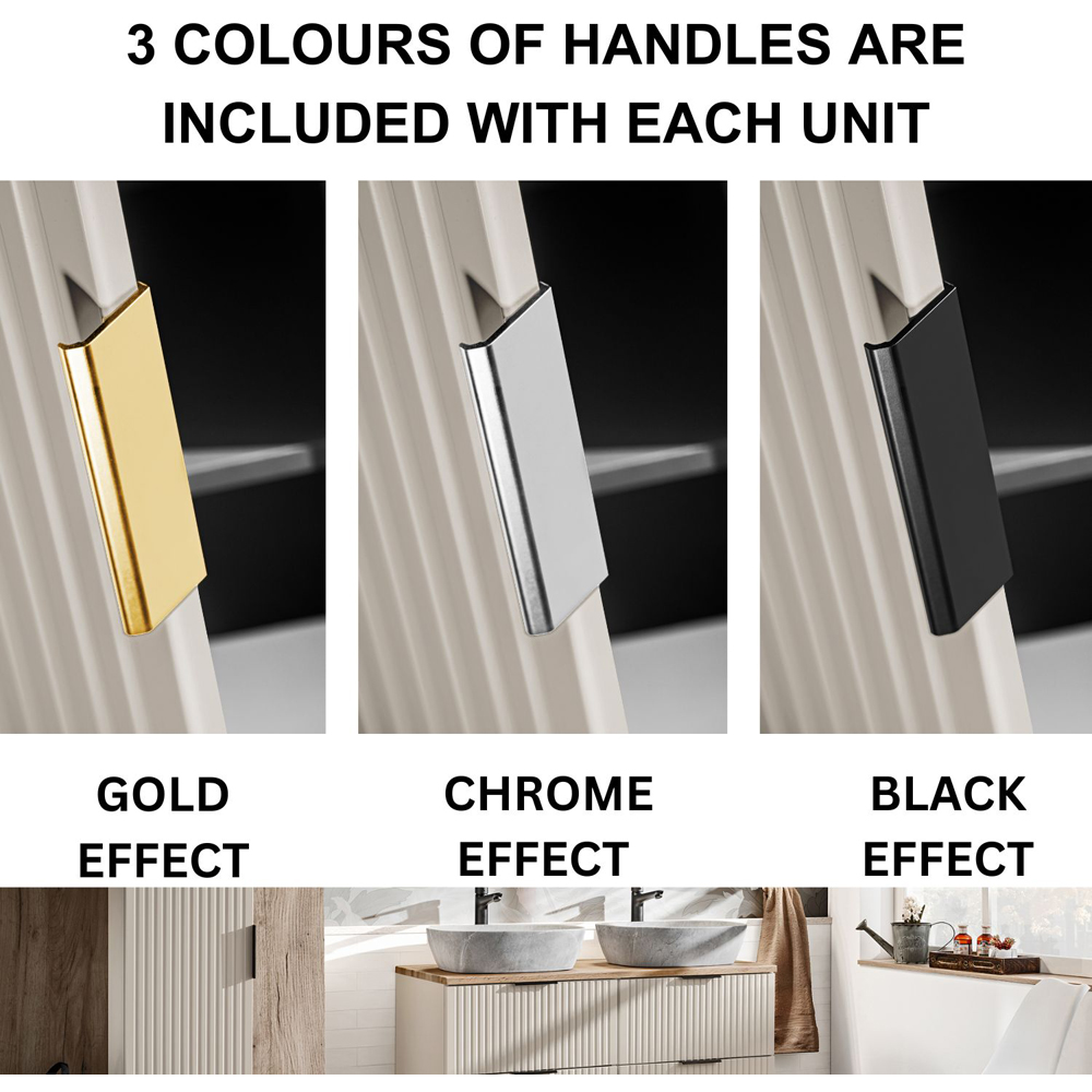 Impact Furniture Adel 2 Drawer Cashmere Beige Wall Hung Countertop Vanity Unit 600mm Image 6