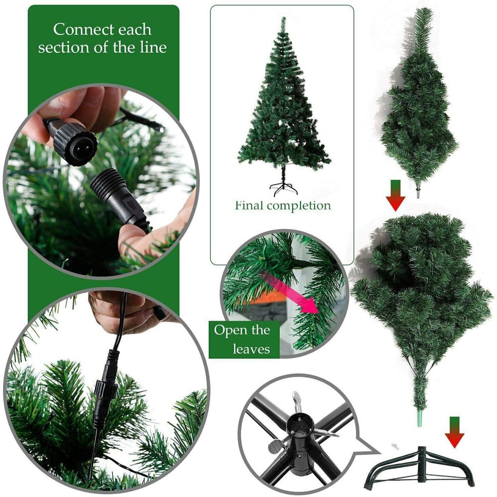 Shatchi Green Multicolour LED Pre Lit Alaskan Pine Artificial Christmas Tree 4ft Image 4