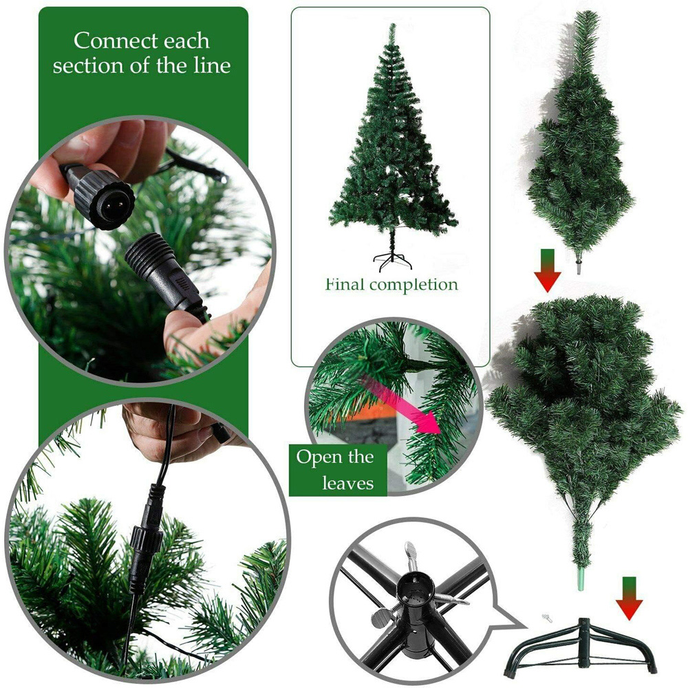 Shatchi Green Warm White LED Pre Lit Alaskan Pine Artificial Christmas Tree 6ft Image 4