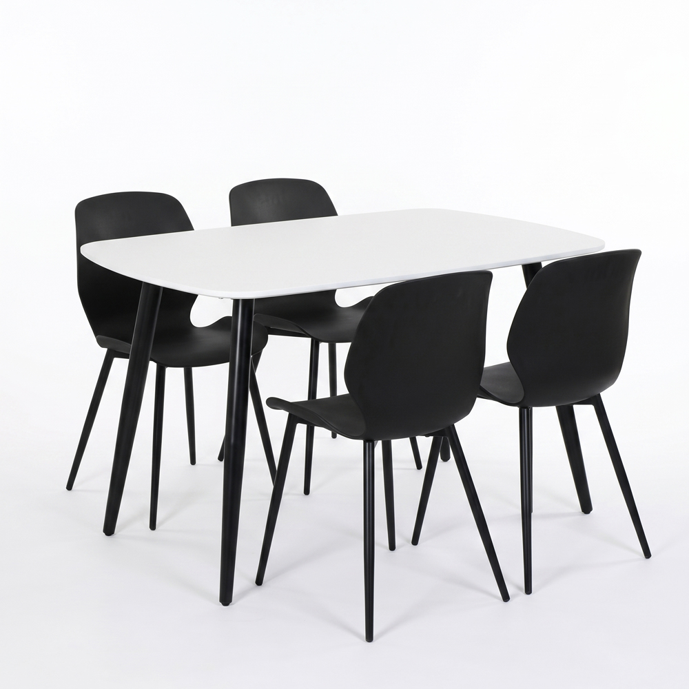 Core Products Aspen Carnaby 4 Seater Plastic Rectangular Dining Set White and Black Image 2