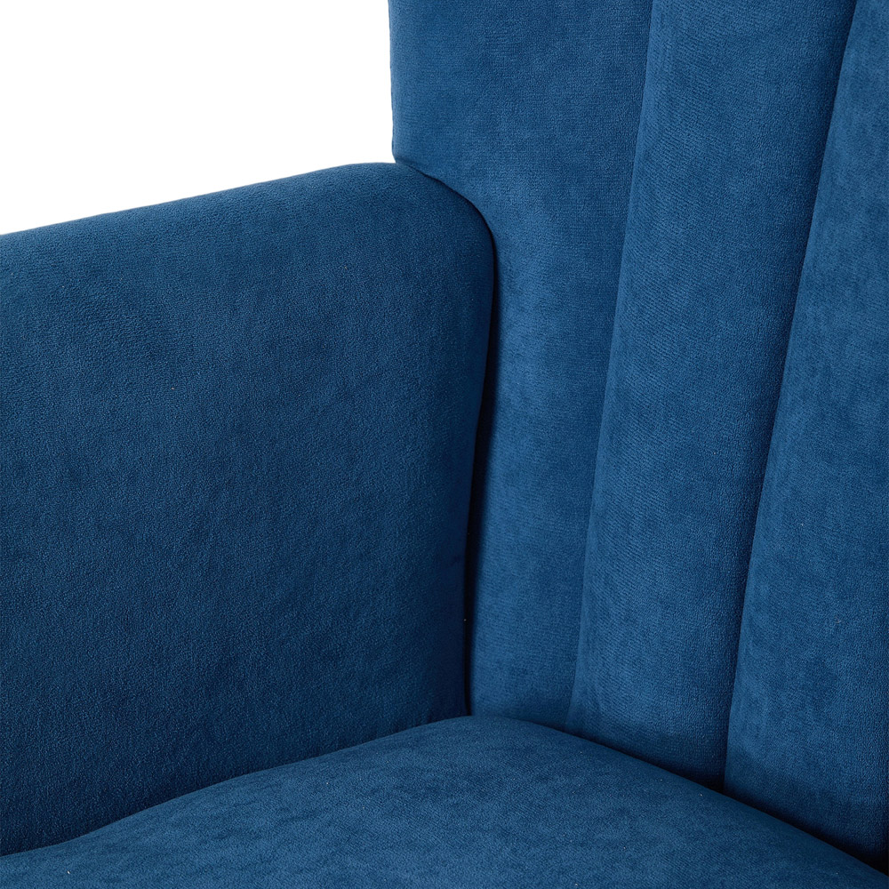 Living and Home Blue Velvet Vertical Stripe Backrest Accent Chair Image 6