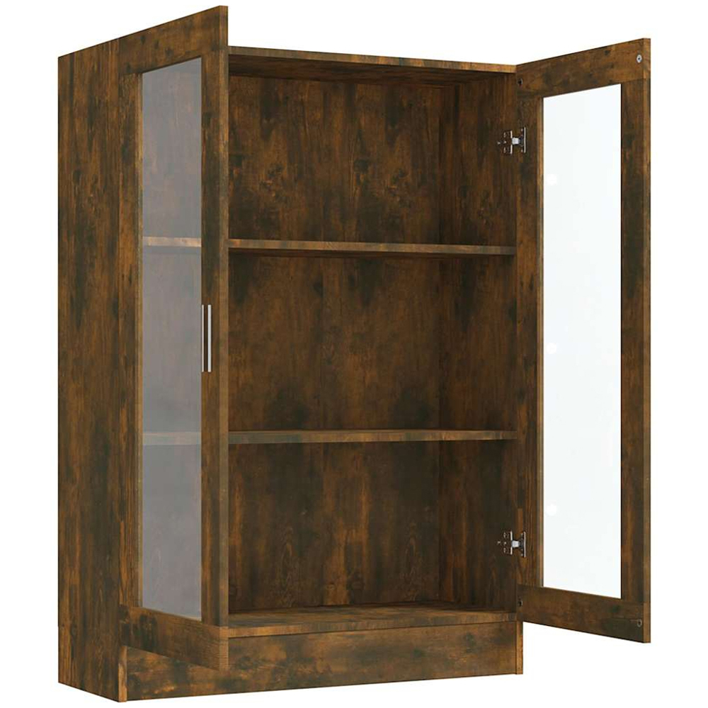 vidaXL 2 Door 3 Shelf Smoked Oak Vitrine Cabinet Image 4