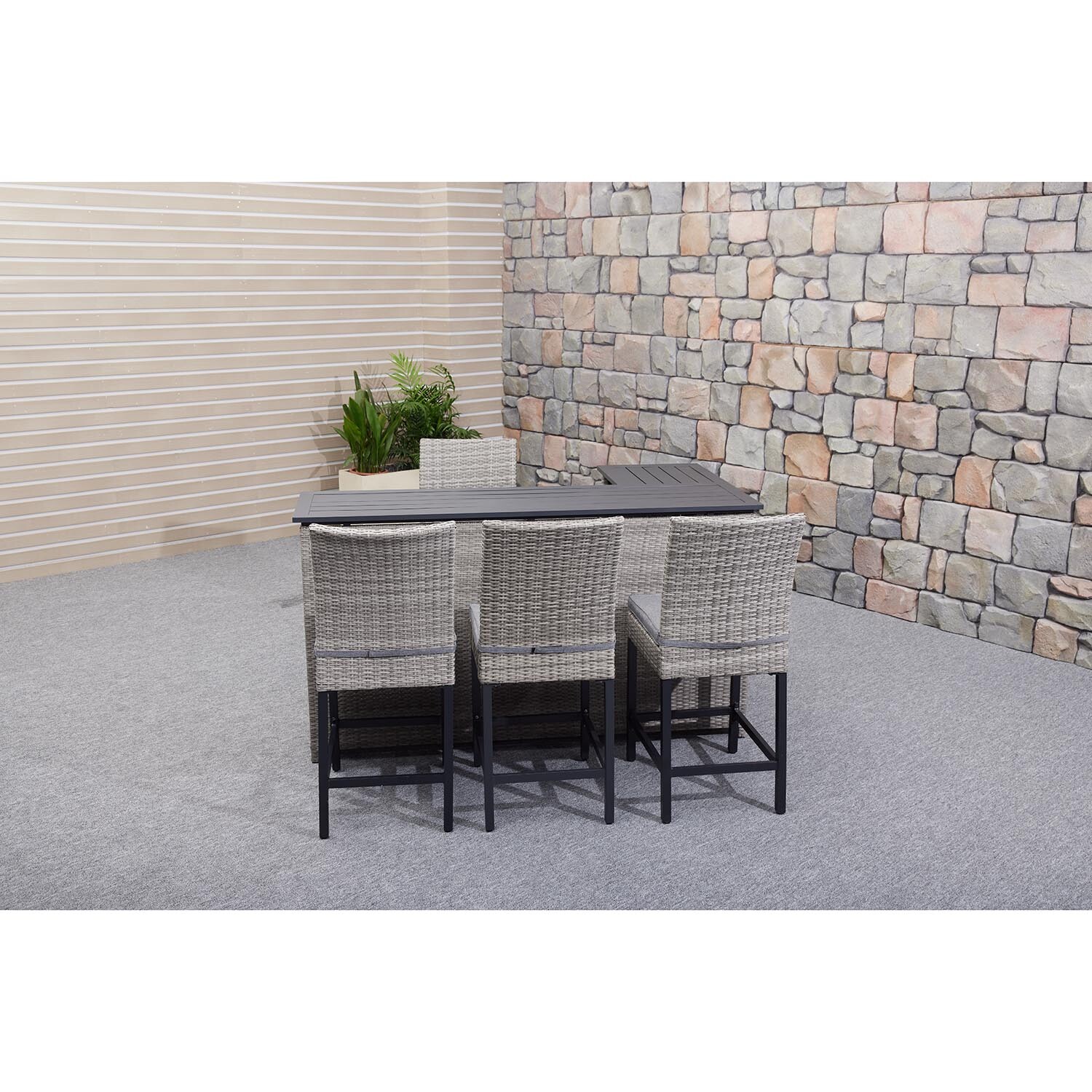 Malay New Hampshire Wicker 4 Seater Bar Set Grey Image 3