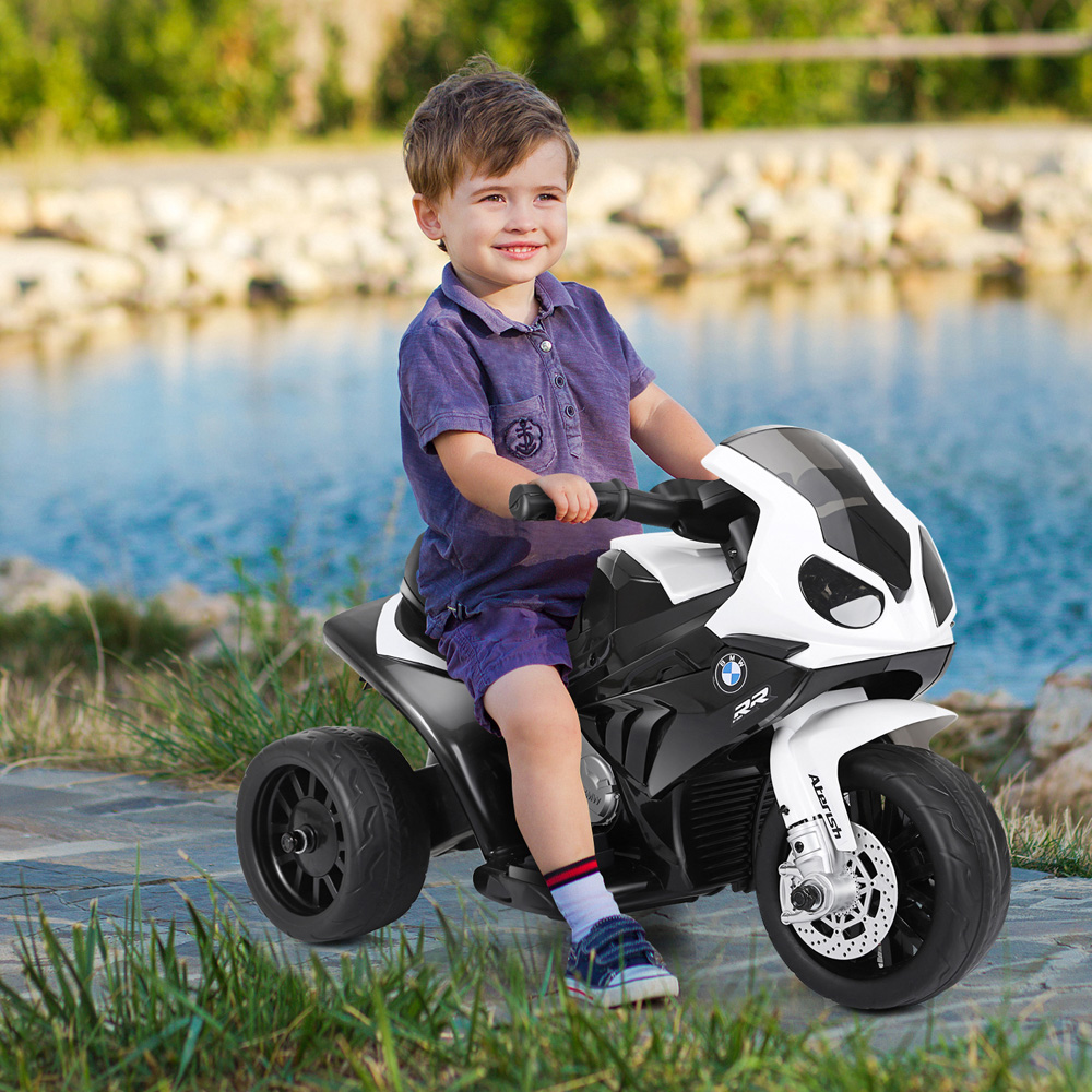 Costway Kids Black Ride On Motorcycle with Training Wheels and Headlight 6V Image 2