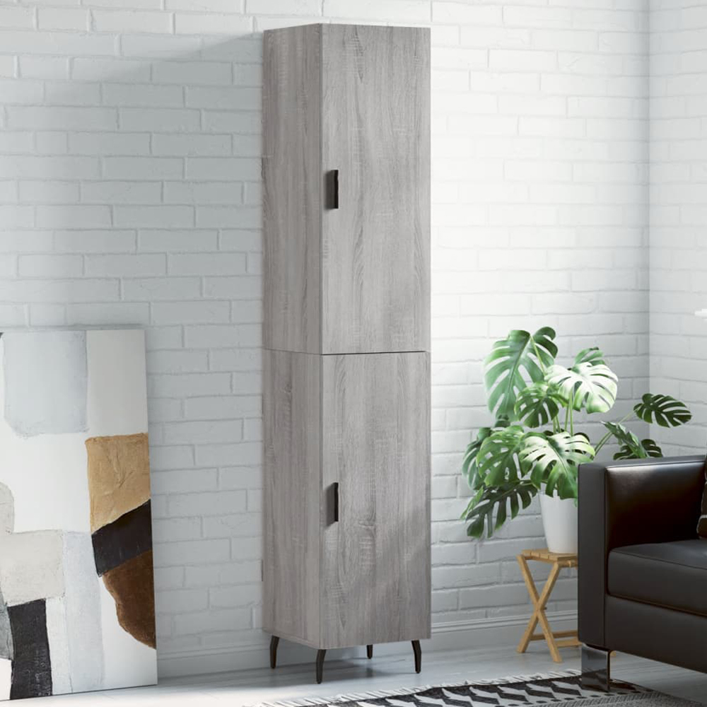 vidaXL 2 Door Grey Sonoma Highboard with Metal Legs Image 1