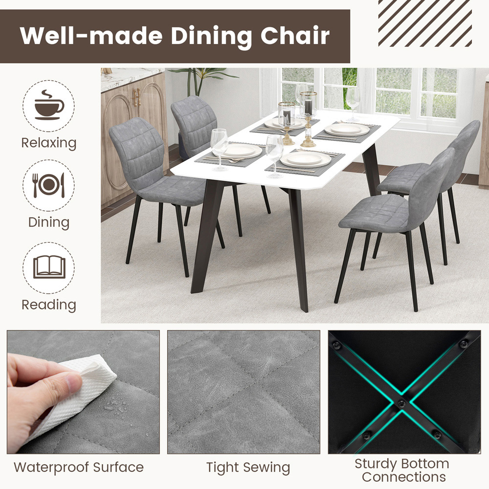 Costway Set of 2 Grey Padded Back Retro Dining Chairs Image 8