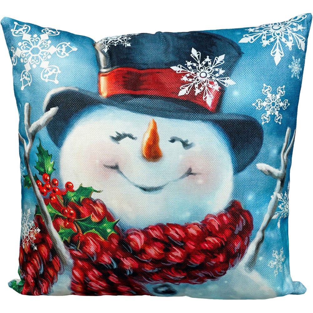 Xmas Haus Festive Happy Snowman Christmas Cushion 45 x 45cm Image 1