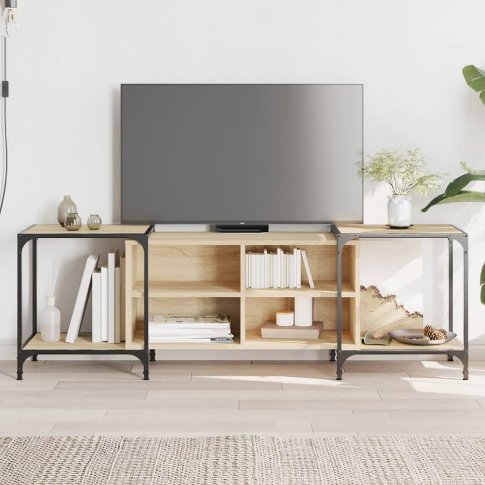 vidaXL 4 Shelf Sonoma Oak Industrial Style Adjustable TV Cabinet Image 1