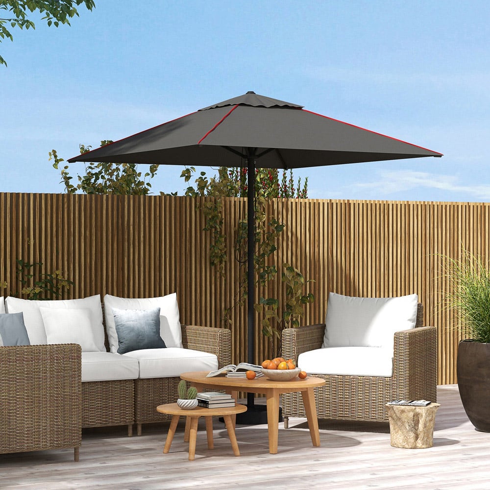 Outsunny Grey Patio Parasol 2.2m Image 2