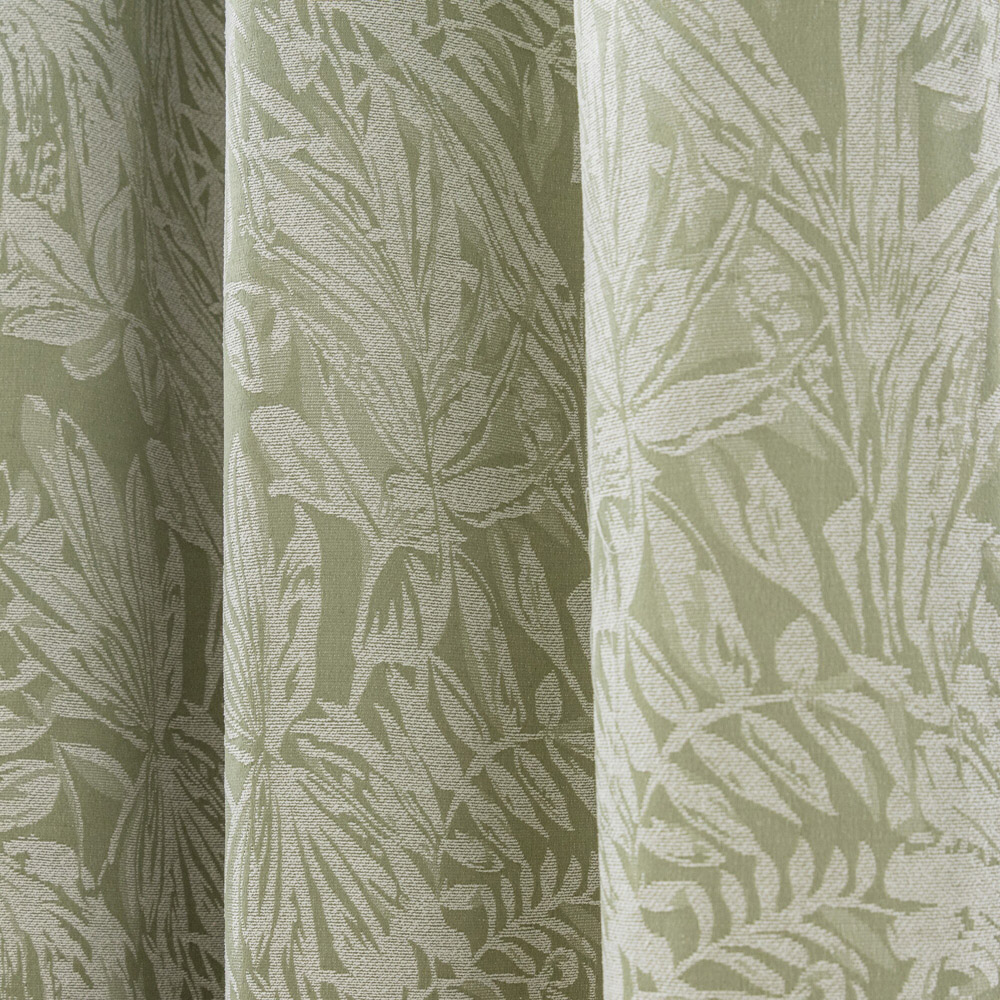 Alan Symonds Green Chenille Jacquard Lined Ring Top Eyelet Curtains 168 x 137cm Image 3