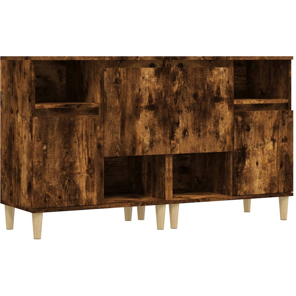 vidaXL 2 Door 2 Open Shelf Smoked Oak Sideboard 2 Piece Image 2