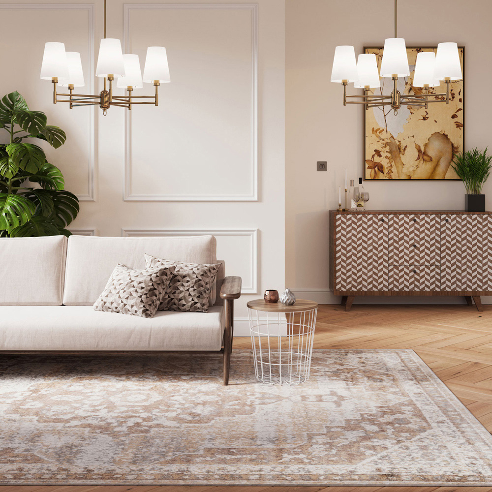 Kukoon Neutral and Beige Traditional Medallion Rug 110 x 60cm Image 2