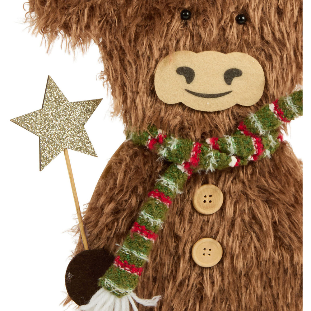 Christmas Highland Cow Standing Decoration Brown Image 4