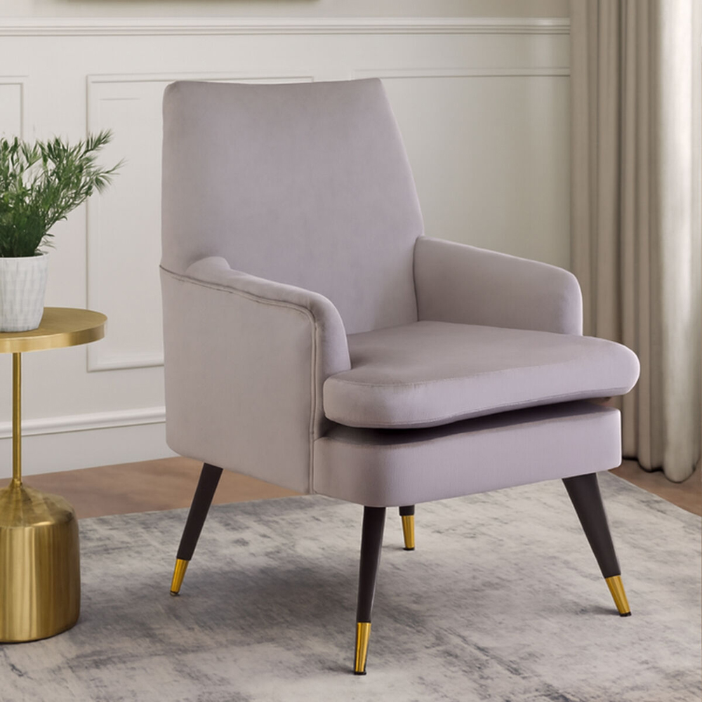Premier Housewares Loretta Mink Velvet Accent Chair with Black Wooden legs Image 6