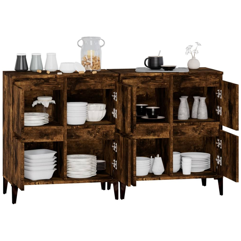 vidaXL 2 Door Smoked Oak Sideboard Set of 2 Image 5