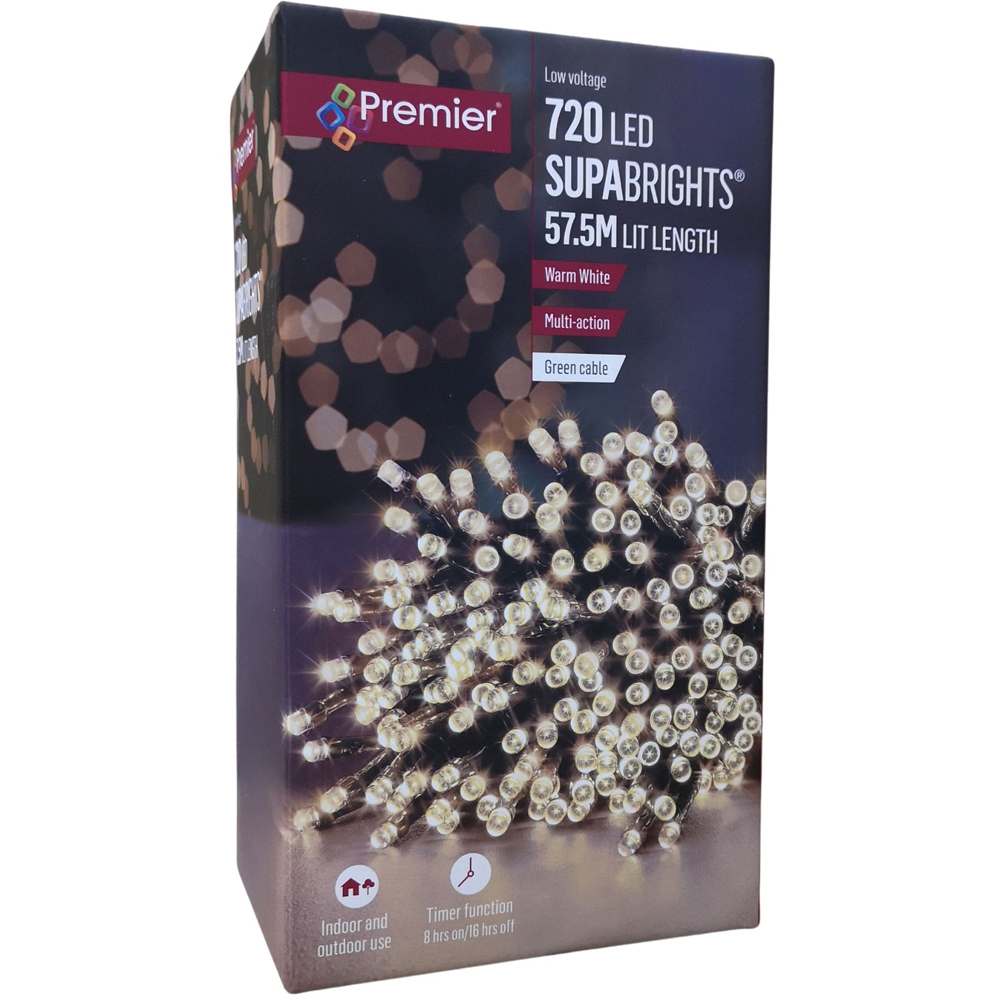 Premier SupaBrights 720 Warm White LED Multi-Function Green String Light 58m Image 2
