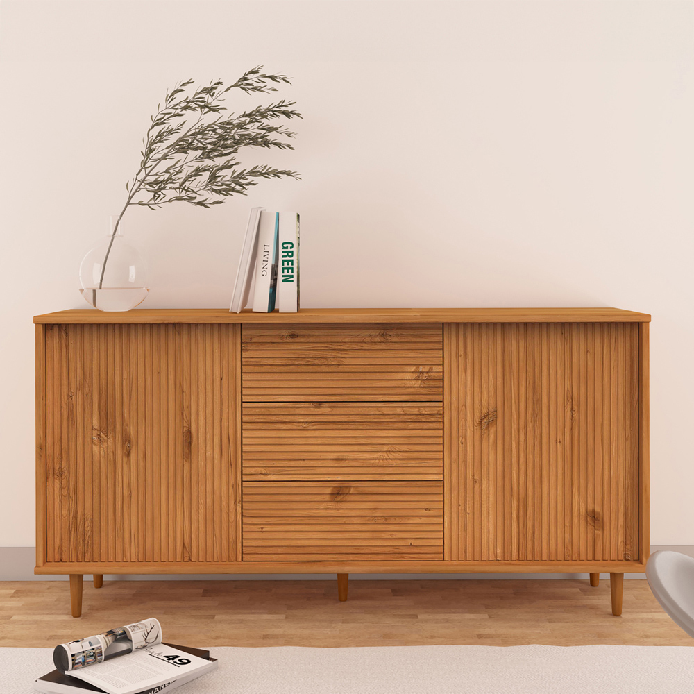 Loft24 Jerzy 2 Door 3 Drawer Stain Wax Sideboard Image 1