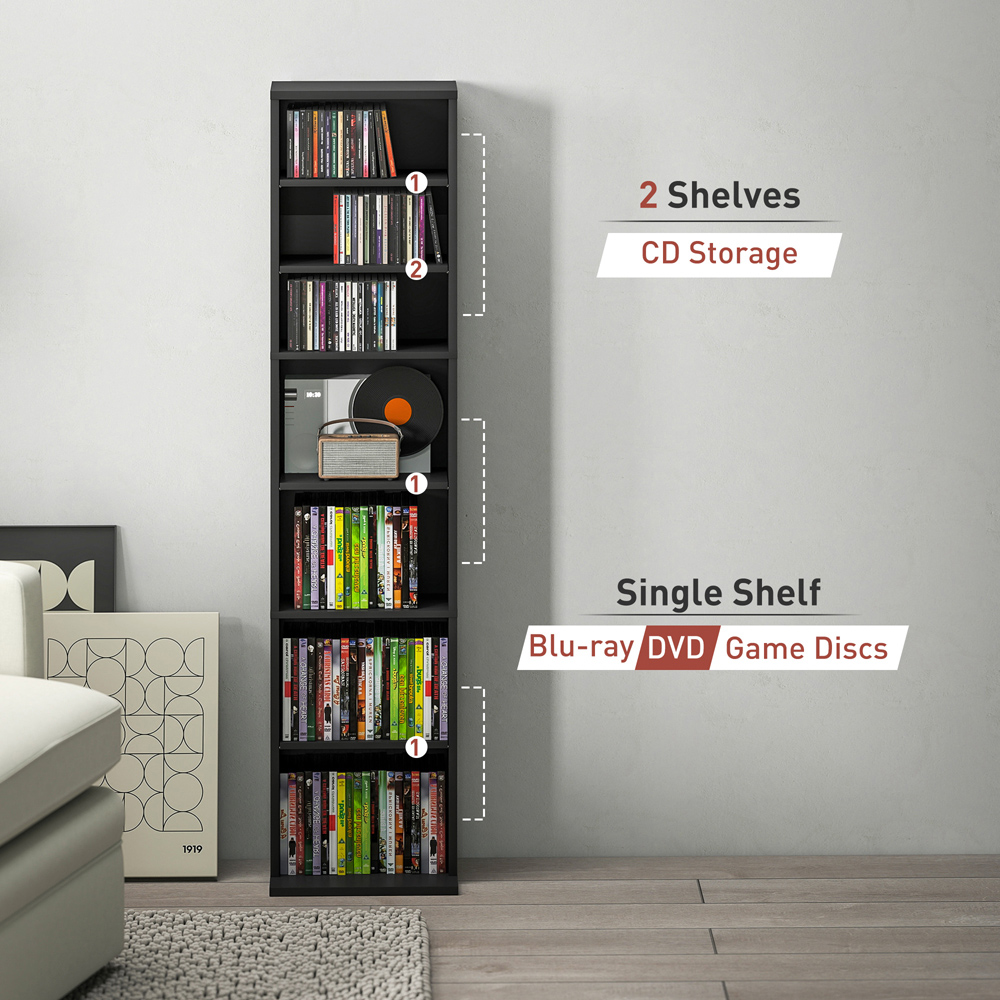 HOMCOM 9 Shelf Black DVD and CD Media Storage Unit Image 8