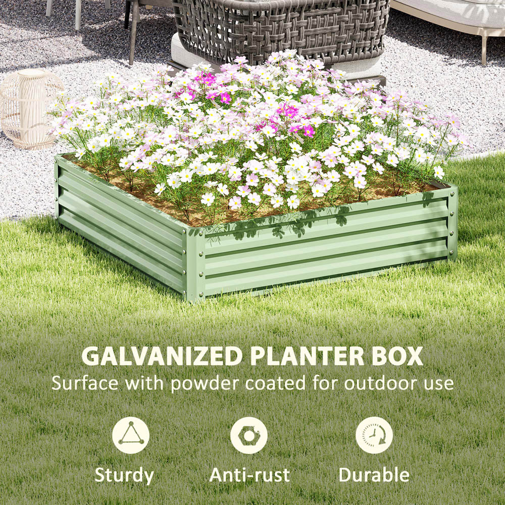 Outsunny Light Green Metal Raised Garden Bed 120 x 120cm Image 5