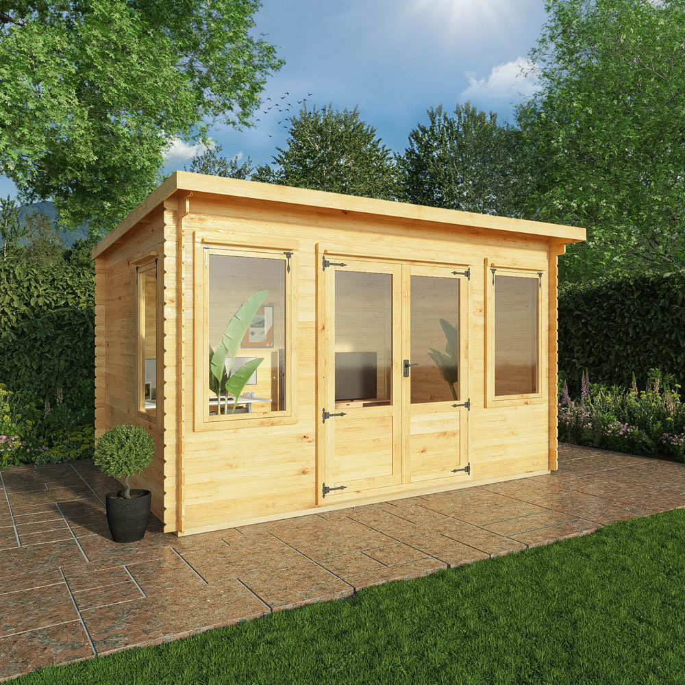 Mercia 13.1 x 9.8ft Double Door Wooden Pent Log Cabin Image 7