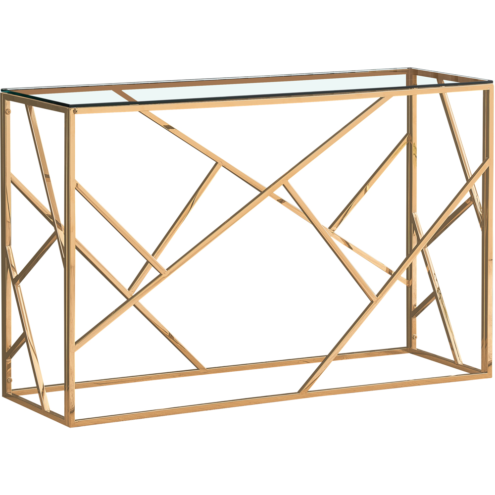 Comfy Living Gold Glass and Metal Rectangular Console Table Image 2