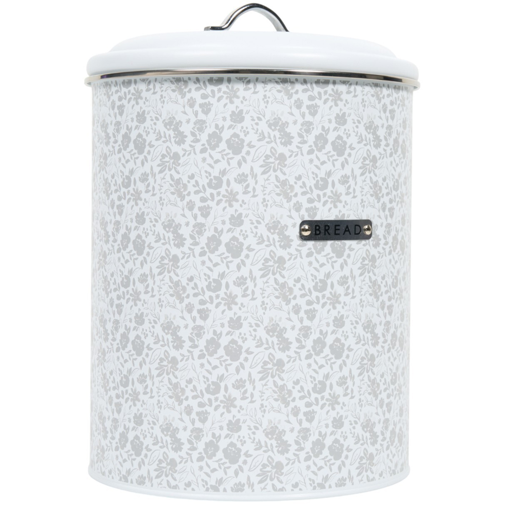 Floral Round Bread Bin White Image 2