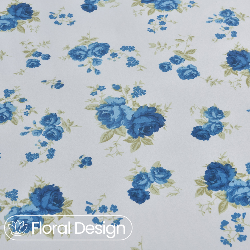 Florelle Florence Double White and Blue Floral Pattern Duvet Cover Set Image 2