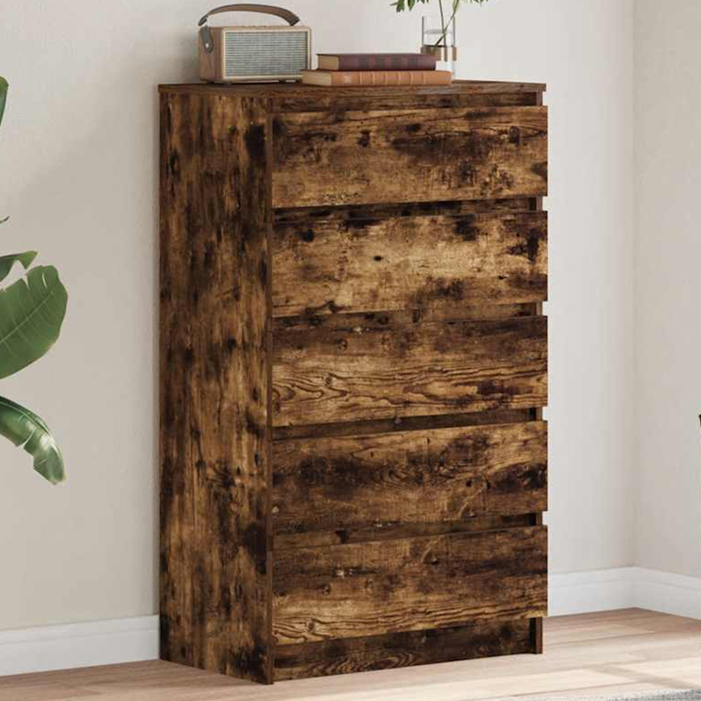 vidaXL 5 Drawer Smoked Oak Chest of Drawers Image 1
