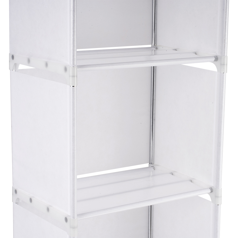 Living and Home 4-Tier White Freestanding Portable Wardrobe with Curtain Image 4