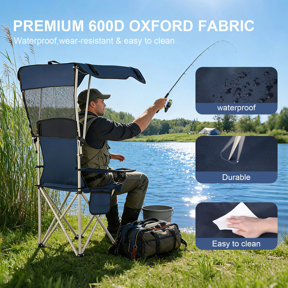 Willowmare Blue Portable Folding Camping Chair with Canopy Image 6