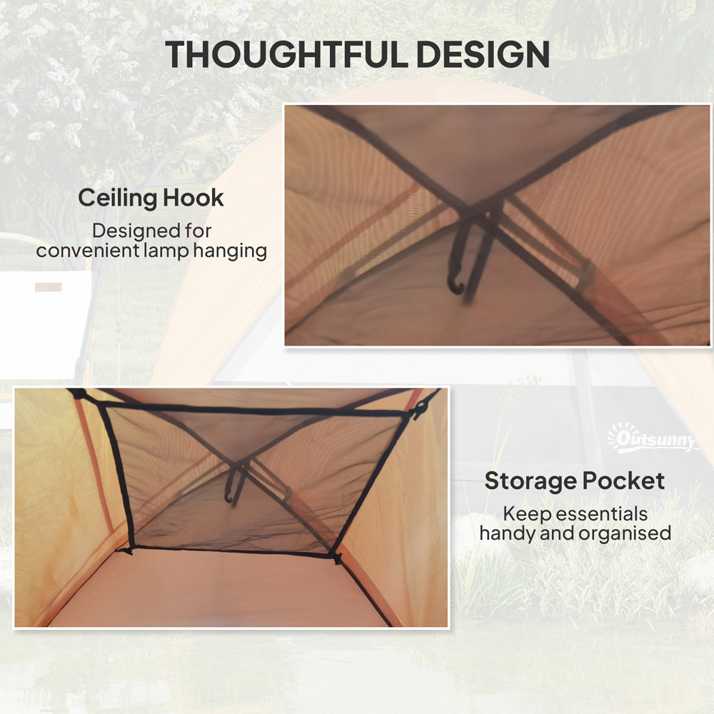 Outsunny 3-4 Person Brown Waterproof Camping Tent Image 8
