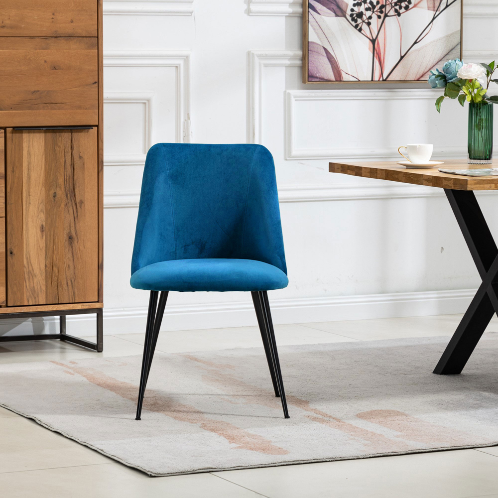 Artemis Home Morandi Set of 2 Blue Velvet Dining Chair Image 2