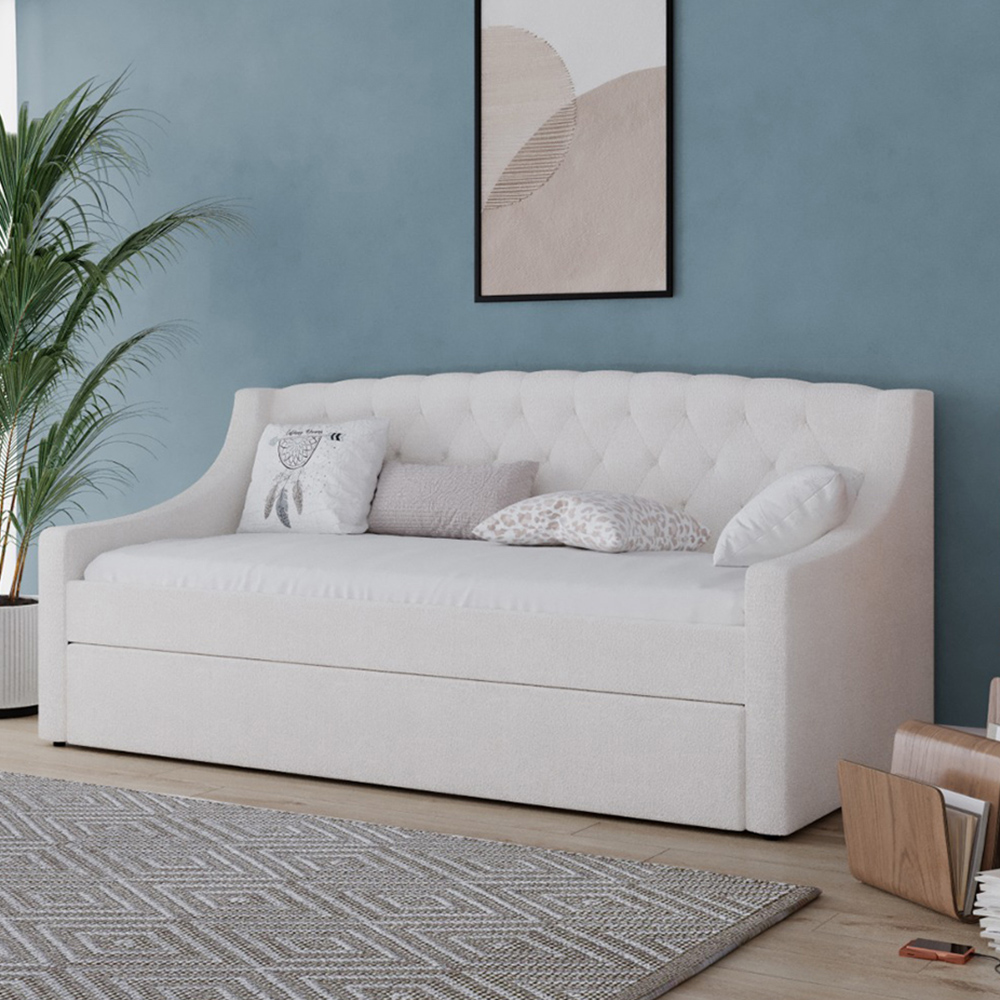 Flair Aurora Cream Boucle Daybed with Trundle Image 1