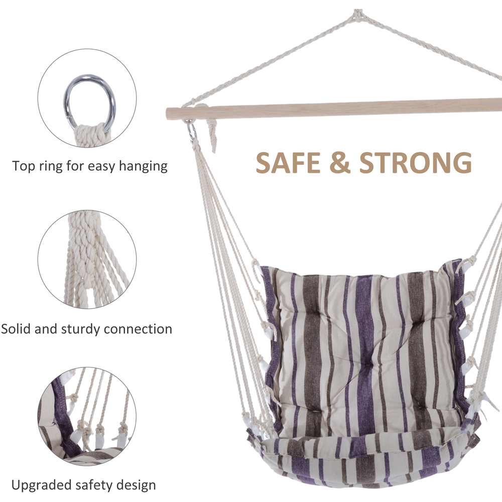 Outsunny Brown Wooden Hanging Hammock Image 4